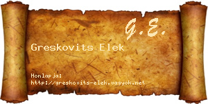 Greskovits Elek névjegykártya